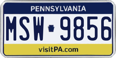 PA license plate MSW9856