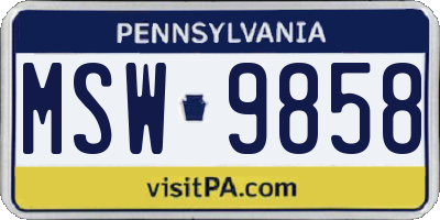 PA license plate MSW9858