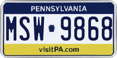 PA license plate MSW9868