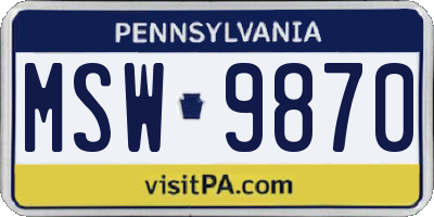 PA license plate MSW9870