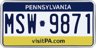 PA license plate MSW9871