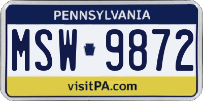 PA license plate MSW9872