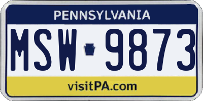 PA license plate MSW9873