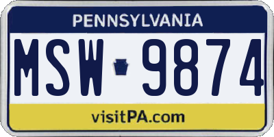 PA license plate MSW9874