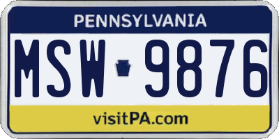 PA license plate MSW9876