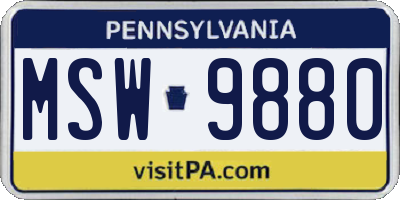 PA license plate MSW9880