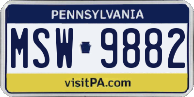 PA license plate MSW9882