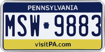PA license plate MSW9883