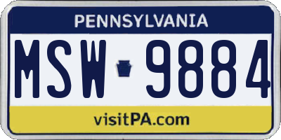 PA license plate MSW9884