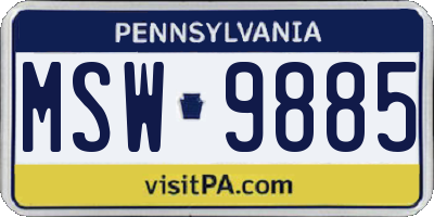 PA license plate MSW9885