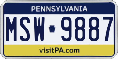 PA license plate MSW9887