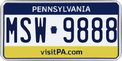 PA license plate MSW9888
