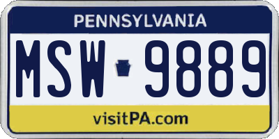 PA license plate MSW9889