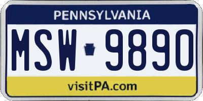 PA license plate MSW9890