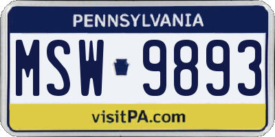 PA license plate MSW9893