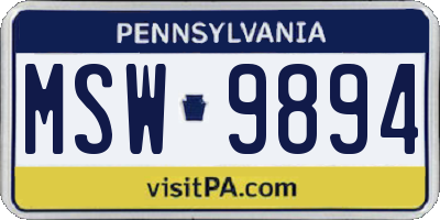 PA license plate MSW9894