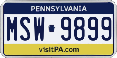 PA license plate MSW9899