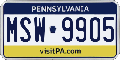PA license plate MSW9905