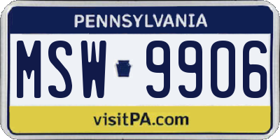 PA license plate MSW9906