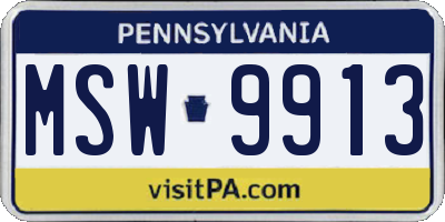 PA license plate MSW9913
