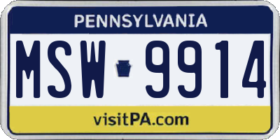 PA license plate MSW9914
