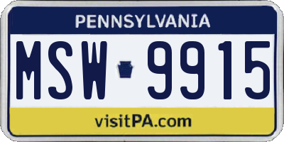 PA license plate MSW9915