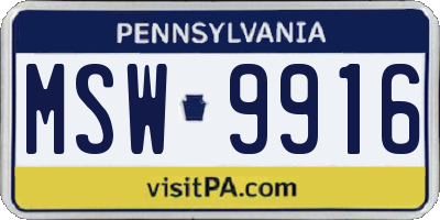 PA license plate MSW9916