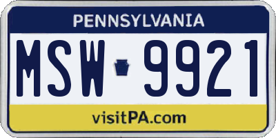 PA license plate MSW9921