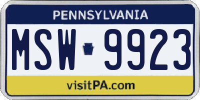 PA license plate MSW9923