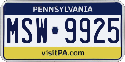 PA license plate MSW9925