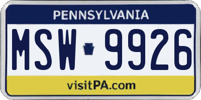 PA license plate MSW9926