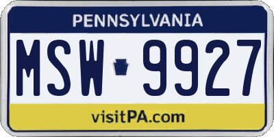 PA license plate MSW9927