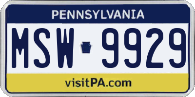 PA license plate MSW9929