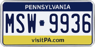 PA license plate MSW9936