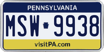 PA license plate MSW9938