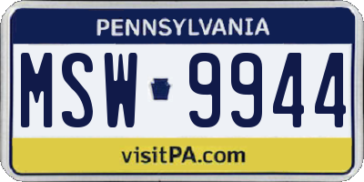 PA license plate MSW9944