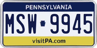 PA license plate MSW9945