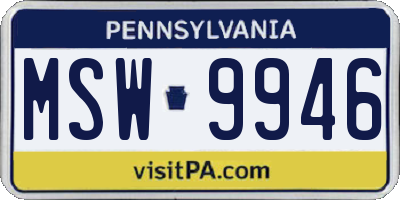 PA license plate MSW9946