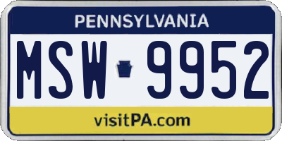 PA license plate MSW9952