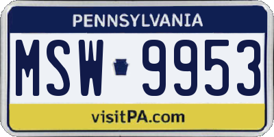 PA license plate MSW9953