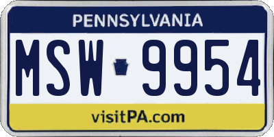 PA license plate MSW9954