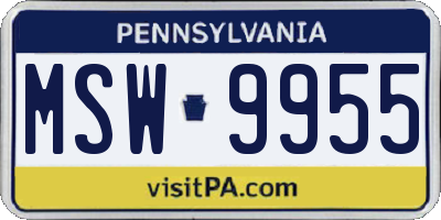 PA license plate MSW9955
