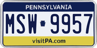 PA license plate MSW9957