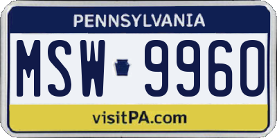 PA license plate MSW9960
