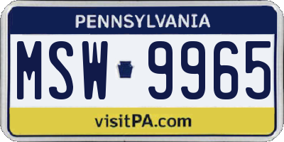 PA license plate MSW9965