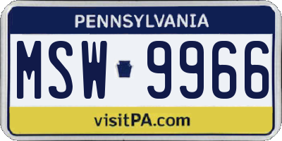 PA license plate MSW9966