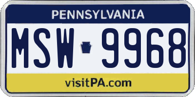 PA license plate MSW9968