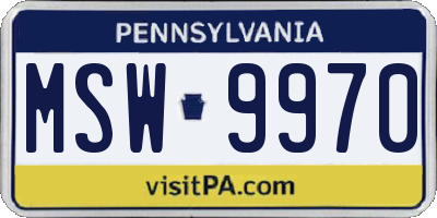 PA license plate MSW9970