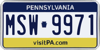 PA license plate MSW9971