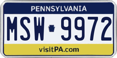 PA license plate MSW9972